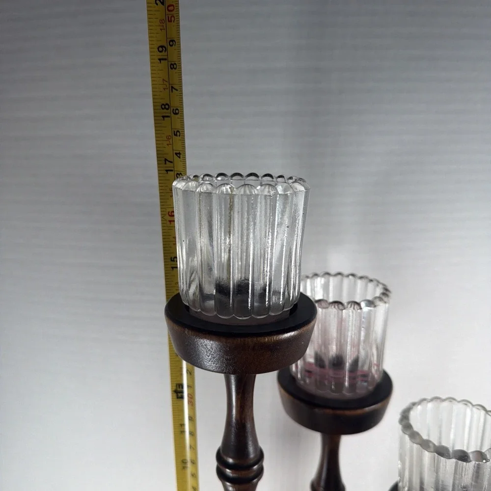 Mid Century Vintage 5-tier Wooden Spiral Candle Holder Spindles Candelabra